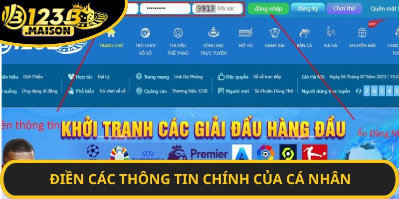 Điền các thông tin chính của cá nhân khi truy cập
