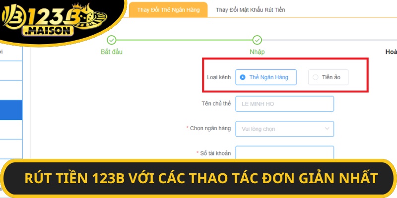 Rút tiền 123B với các thao tác đơn giản nhất